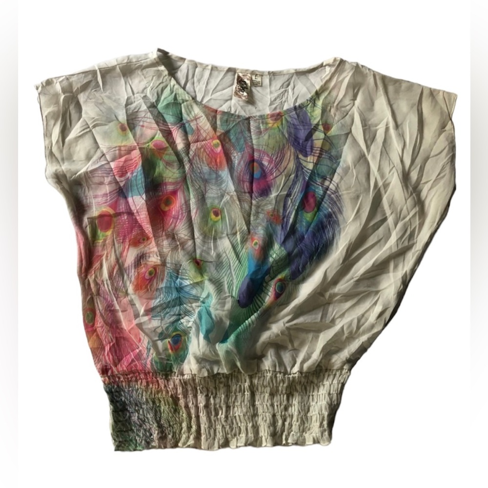 Women L8ter Size L Cream And Purple Color Top - 0671